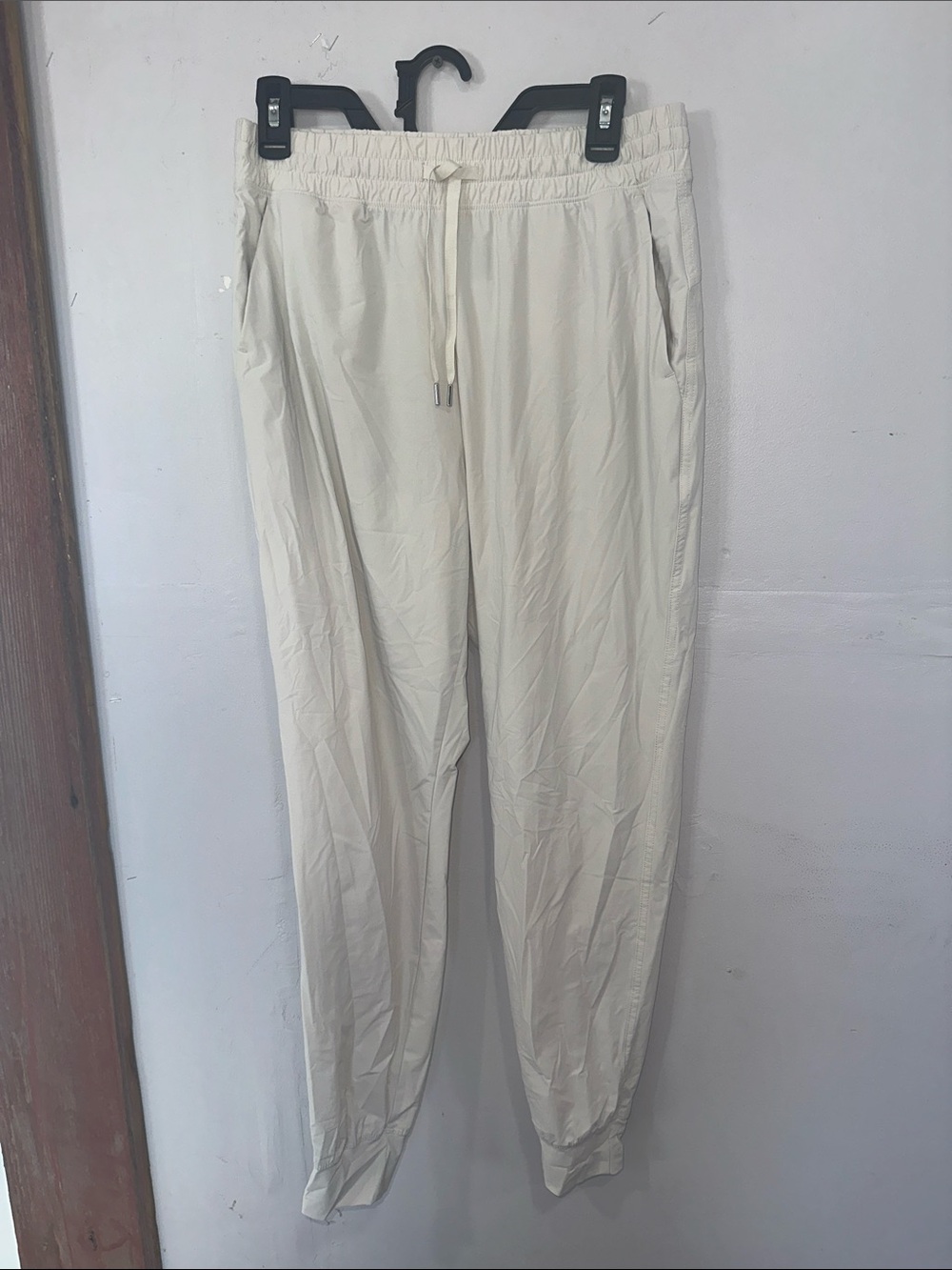 Men's Cream Elastic Waist Jogger Pants